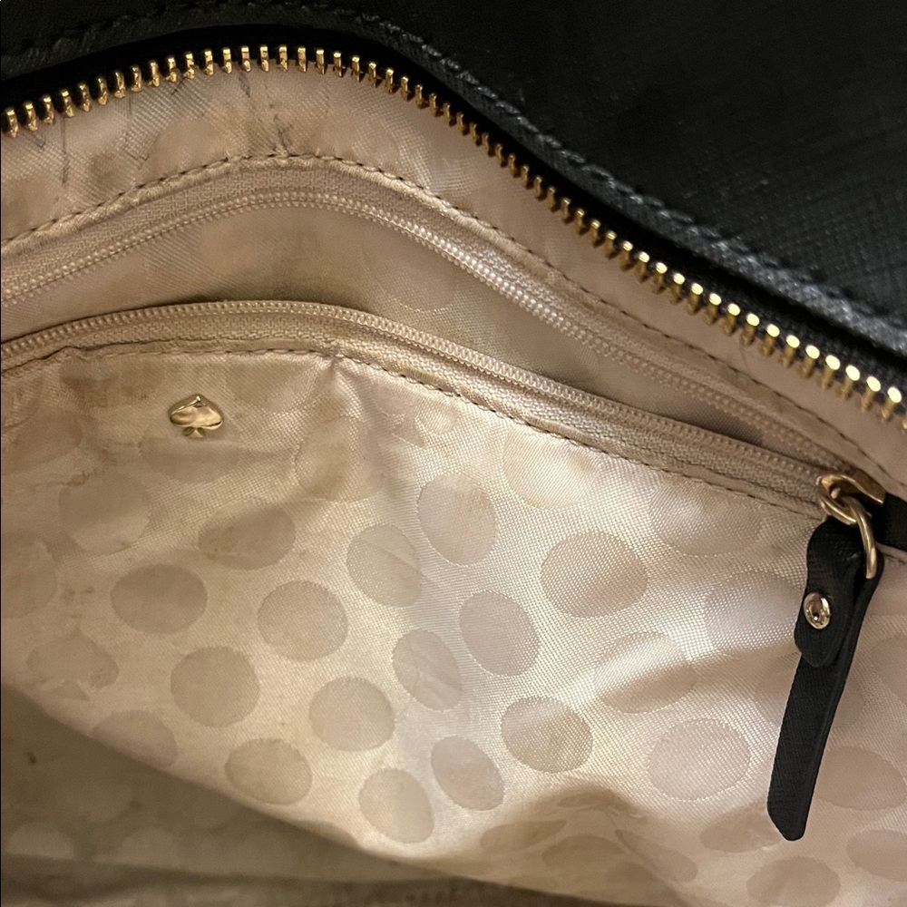 Kate Spade Black Leather Large Tote Gold Hardware Minimalist Work Shoulder Bag - Picture 12 of 15